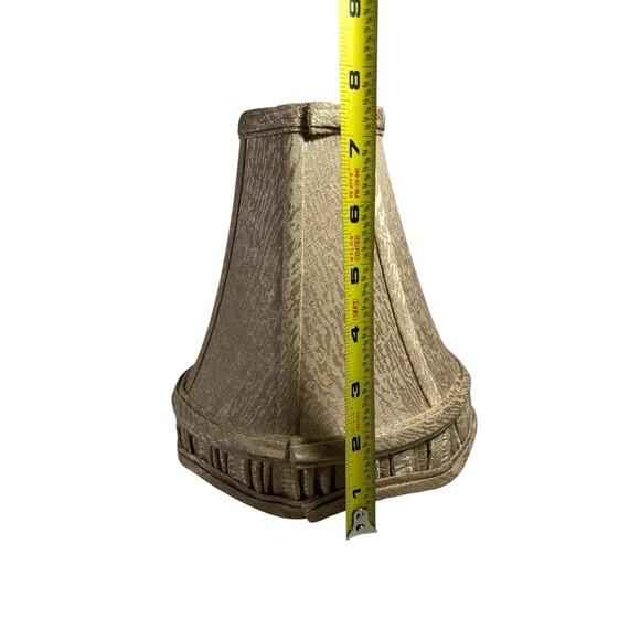 Vintage Small Clip On Lamp Shade Beige Scalloped Edge Fabric Interior 8" Tall - Picture 2 of 8